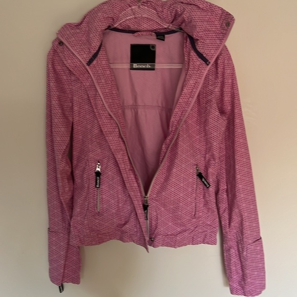 Bench Logo windbreaker hidden hood zip pink women small - Picture 5 of 9